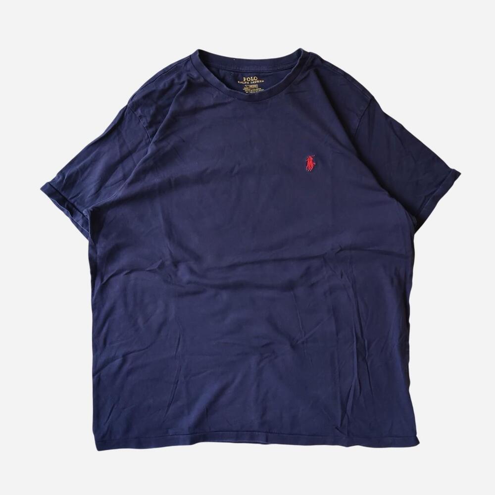 Navy Polo Ralph Lauren T-shirt with red embroidered logo